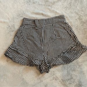 black & white gingham print high waisted shorts